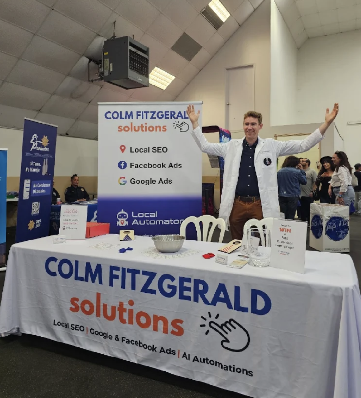 Colm FitzGerald at a Local Pack Leader booth at a local business event